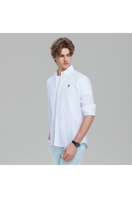 Men’s Cotton Slim Oxford Shirt with Embroidery