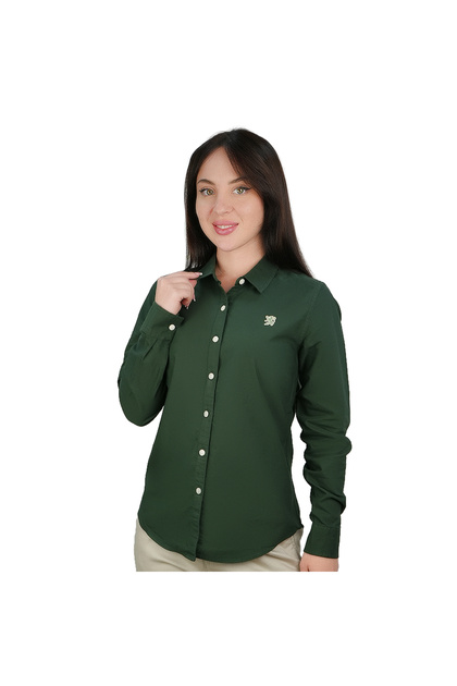 Women’s Slim Fit Cotton Oxford Shirt | Acute Collar with Embroidery