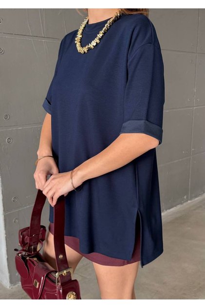 Modal Fabric Oversized Tshirt with Side Slits, Comfortable Fit
