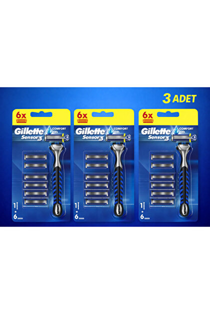 Censor 3枚セット FAB dtd226 Gillette Sensor 3 – Uzun Ömürlü Konforlu Tıraş Bıçağı 3x6'lı