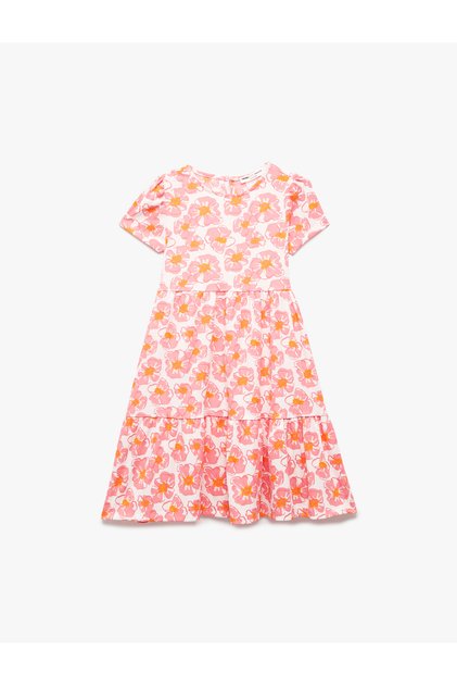 Short Sleeve Crew Neck Floral Dress