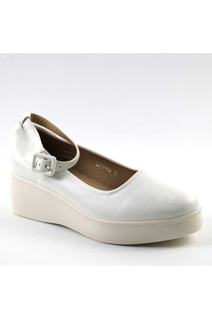 Pantofi comozi , de dama , cu platforma si bareta pe glezna LDY-W32-WHITE
