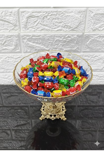 Ayakli Gold Sugar Bowl & Salad & Snack & Pasta & Presentation Bowl & Holiday Sugar Bowl 21 cm