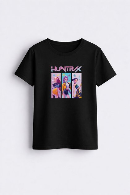 K-Pop Demon Hunters Printed Crew Neck Black Kids T-Shirt T-Shirt