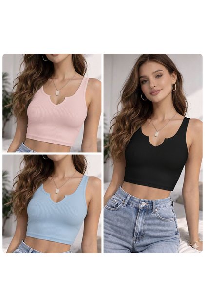 Women's 3-Pack Ribbed Camisole Cotton V-Neck Thick Strap Undershirt