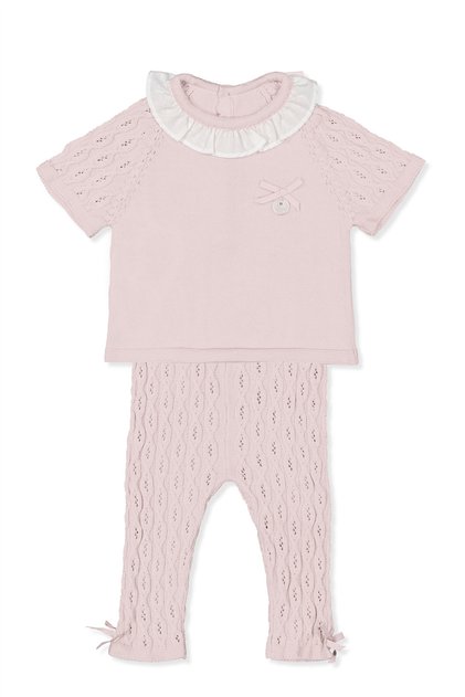 Tri̇ko Double Set (Burgu Pattern) Pink