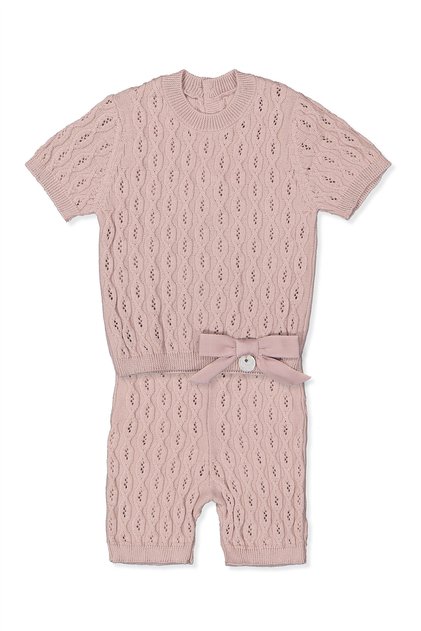 Tri̇ko Shorts Suit (Burgu Pattern) Dried Rose