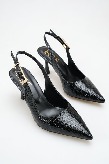 Siena Women's Straw Patent Leather Heeled Ballerina Shoes – 5 cm Heel, Casual and Office Chic 1120