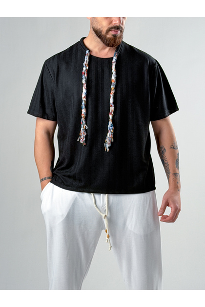 Ethno Scarf Black Men's T-Shirt Coc2872