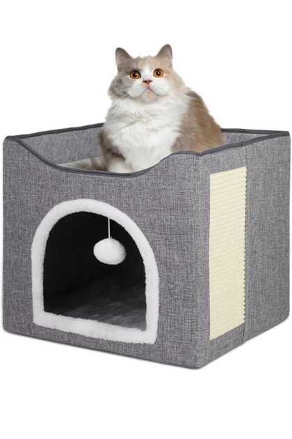 🐈 cat & Dog house for Indoor Cats, easy Folding , Fluffy Ball, Indoor Cat