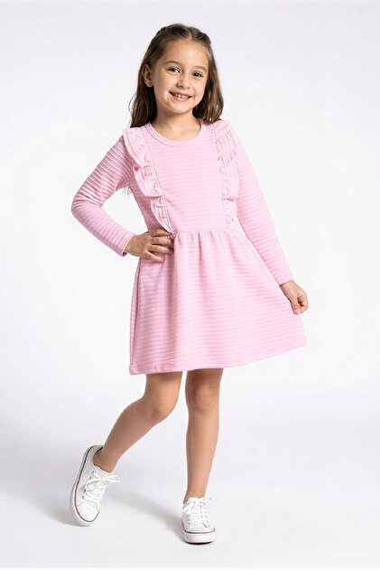 Rochie pentru fete - Material otoman - Detalii cu volane 6-10 ani 12535