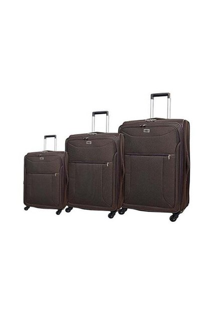 Softside 3 Piece Luggage Trolley Set Dark Brown