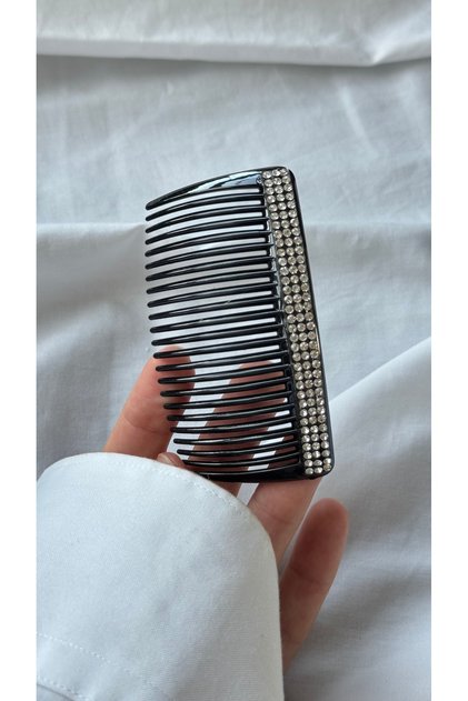 Black Side Comb Hairpin with Crystal Stones - Stylish Hair Bun and Hair Clip