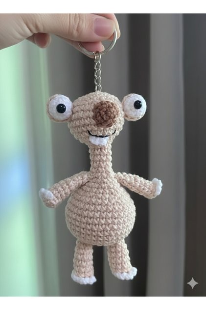 Buz Devri Sid Karakteri El Örgüsü Amigurumi Anahtarlık - Çanta Aksesuarı