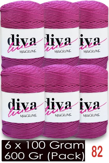1.5 mm - 600 Gr - Polyester Macrame Bag Rope (Pack of 6) 82 Dark Fuchsia