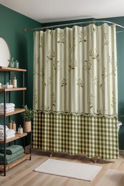 Bathroom Curtain, Country House Breeze Patterned Shower Curtain, Bathtub Curtain 175X200Cm