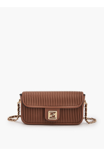 Pleated Crossbody Bag with Chain Strap