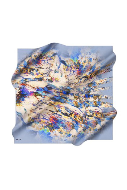 Light Blue 90X90 Silk Crepe Satin Scarf