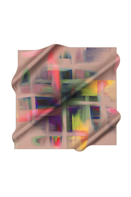 Pink 90X90 Silk Crepe Satin Scarf