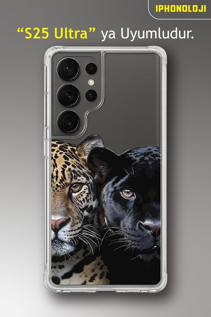 Samsung S25 Ultra Compatible Leopard Pattern Transparent Printed Shock Absorbing Phone Case Mk02A