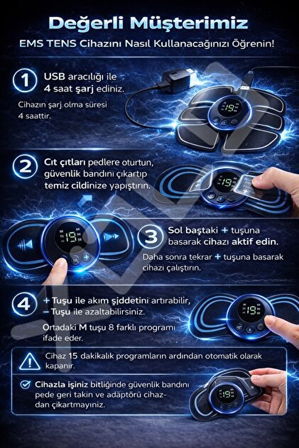 Xolo Ems Pro Vücut Kas Geliştirme Egzersiz Masaj Cihazı 5li Set 5