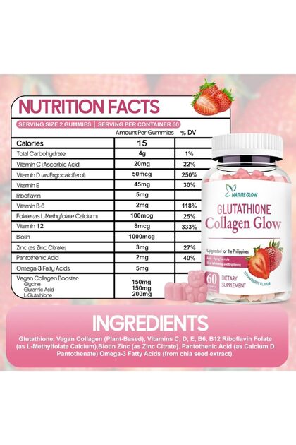 nature glow glutathione collagen glow benefits NATUREGLOW 3 pcs Nature Glow Glutathione Collagen Glow – Strawberry-  Trendyol