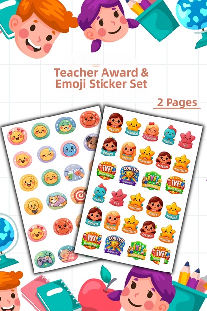 2 Sheets Teacher Sticker Set Student/ Reward/ Homework Sticker/Emoji/Motivation/A5