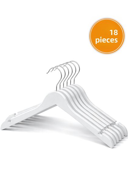 Premium Quality 18-Pack White Plastic Hangers - Durable Clothing, Shirt, and T-Shirt Hangers