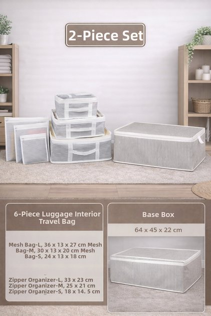 Set of 7 - Bed Base Storage Organizer, Under-Bed Organizer, Storage Organizer, 6-Piece Travel Bag Organizer