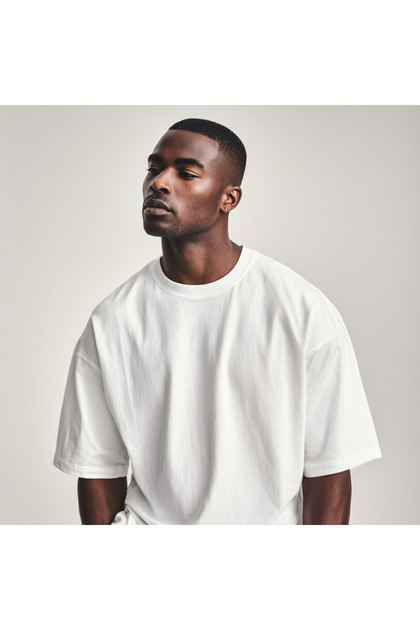 PARSHEY Oversize Unisex Beyaz Yarım Kollu Bisiklet Yaka %100 Pamuk