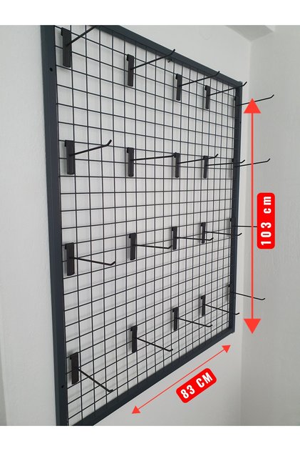 TEL PANO 83X103 CM 4X4 SIK TELLİ DUVARA MONTE 20 ADET 15 CM KANCA DAHİL RENK:ANTRASİT