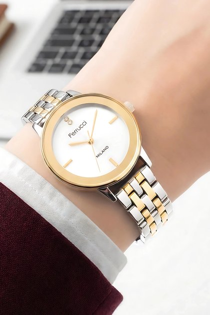 Women's Wristwatch - Steel Band, Special Design and 3Atm Water Resistant Gold-Silver Sdfer156
