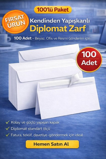 Diplomatska koverta 100 komada - Bela DL koverta - Kancelarijska i dokument koverta - Samolepljiva