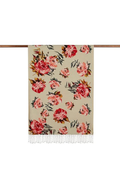Camellia Patterned Silk Shawl 07801 Mink