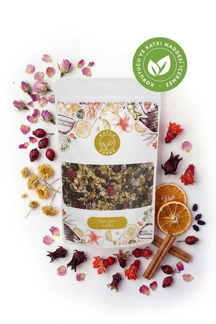 Aşk Çayı - Pembe Gül, Nar Çiçeği, Kuşburnu, Portakal Kabuğu, Sarı Gül, Hibiskus - 125 g