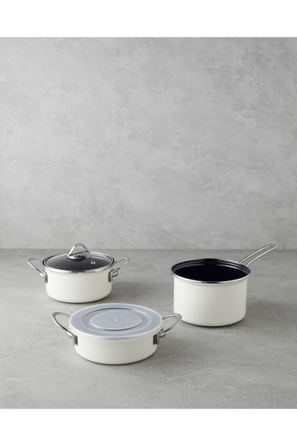 Cremy Enamel 5 Piece Cookware Set 16 cm Cream