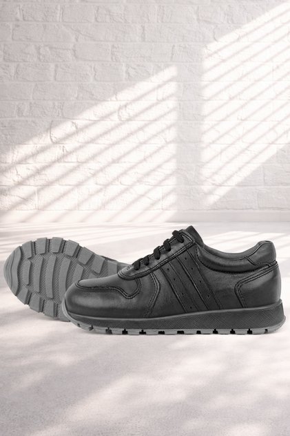 Genuine Leather Black Children's Sports Shoes