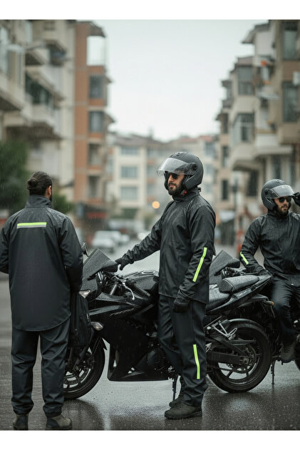BY SCK Motosiklet Yağmurluk Pvc Dikişsiz Alt - Üst Takım (SU