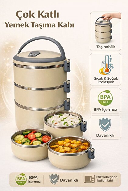 Zeria Home FreshBox 3 Katlı Sızdırmaz Yemek Termosu- Microdalga