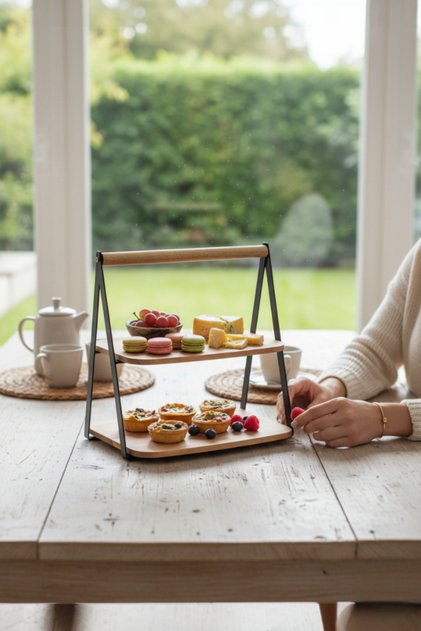 Akasya 2-Tier Presentation Plate Organizer 28X20X27 cm