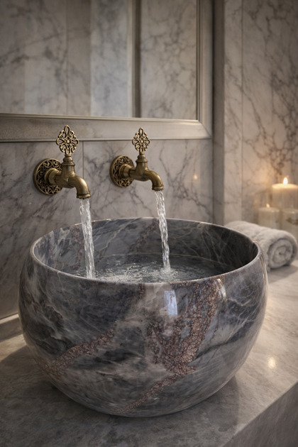 Hamam Kurnası-Hamam Taşı-Premium Türk Hamamı Kurnası 40 cm | Hamam Taşı Uyumlu | Lüks Hamam Kurnası