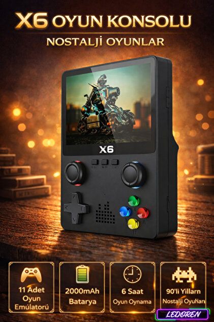 L'eDoren X6 Taşınabilir Retro Oyun Konsolu HD Görüntü 10000 Oyunlu