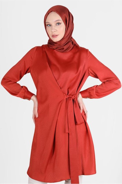TIE-DETAIL TUNIC WITH ZIPPER ON THE BACK 42585