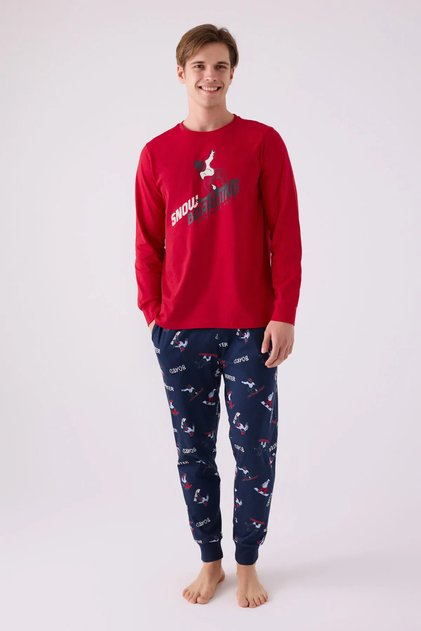 Men's Red Long Sleeve Pajama Suit