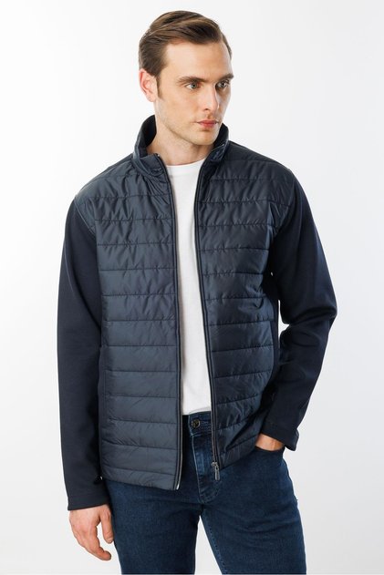Men's Quilted Front Tracksuit Top Navy Blue