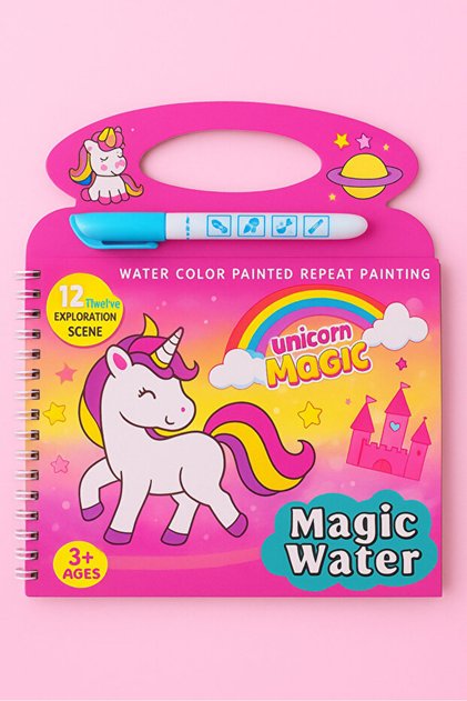Unicorn ve Prenses Sihirli Boyama Kitabı Özel Sulu Kalem ile Water Painting Eğitici Aktivite Kitabı