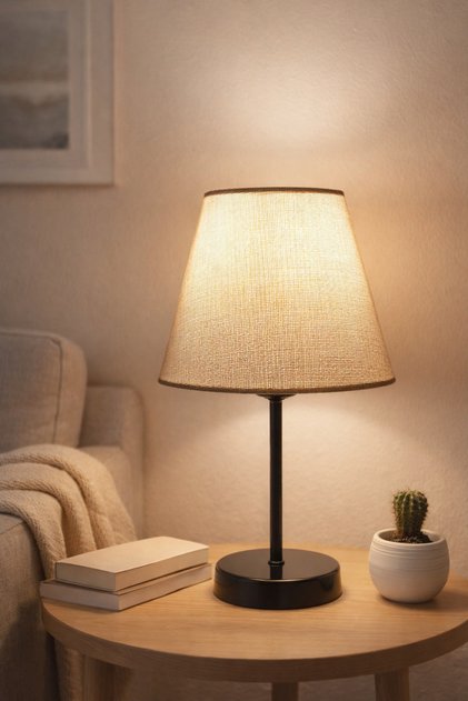Kumbeji Modern Yatak Odası Abajur Siyah Ayaklı Masa Lambası