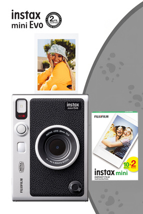 Fujifilm Instax Mini Evo Siyah Fotoğraf Makinesi Ve 10'lu Film