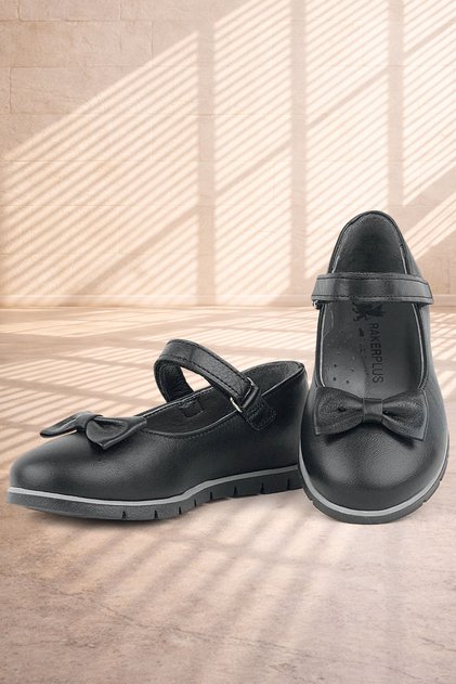 Genuine Leather Black Girls' Ballerinas