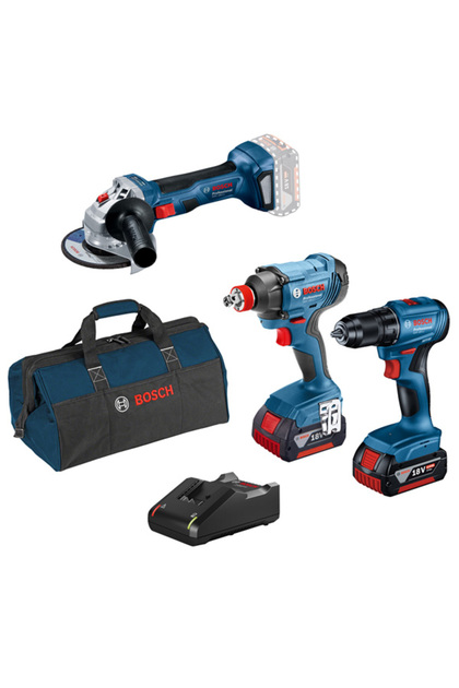 Bosch 3'lü Akülü Set GSR 185-LI+GDX 180-LI+GWS 180-LI 2x4 Ah
